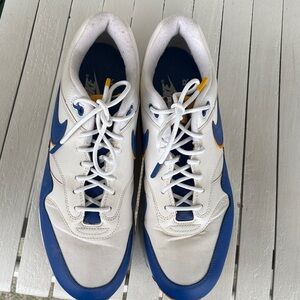 Nike Men's Sneakers in White, Blue, and Yellow